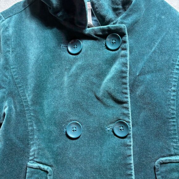 Janie & Jack Girls Double Breasted Teal Velvet Pea Coat Size 2-3 Years 2T 3T - Picture 3 of 5